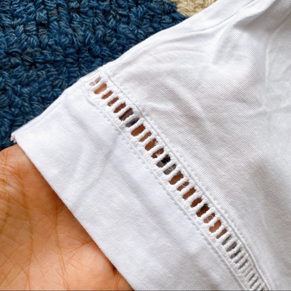 Zara Tops Zara White Perforated Short Sleeve Basic Cropped Tee